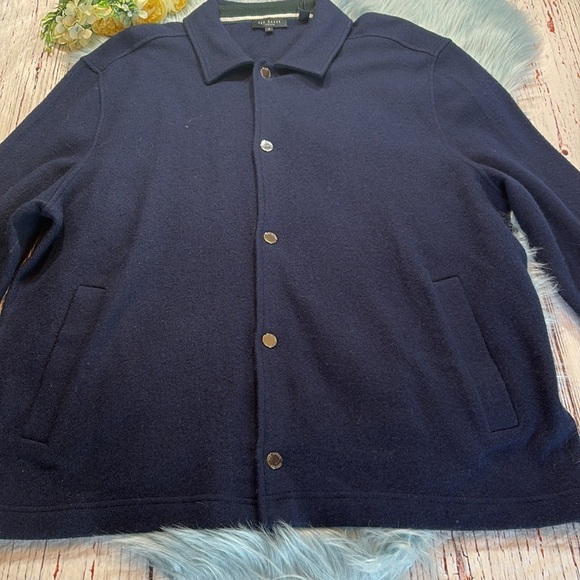 NWT Ted Baker Long Sleeve Button Through Navy Wool Jacket sz M - Picture 6 of 10